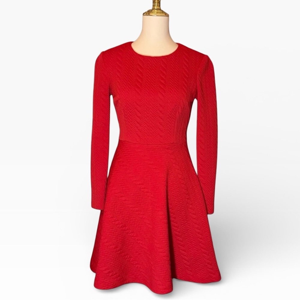 Betsey Johnson Red Quilted Skater Dress Size 2 90s Designer